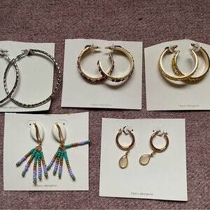 Elegant Gold and Silver Hoop Earrings Set